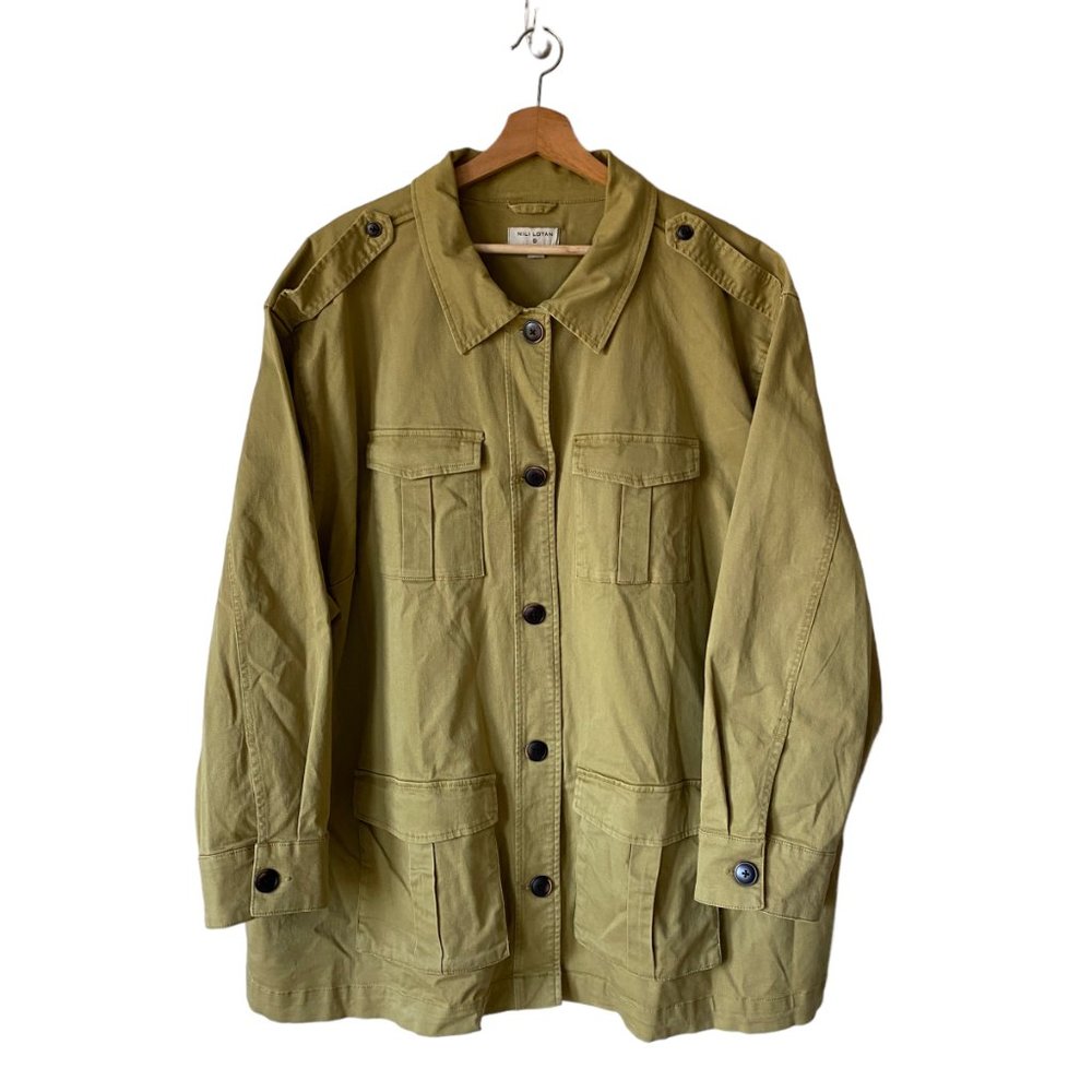 Nili Lotan x Target Khaki Button Front Jacket Shacket Lightweight Neutral Sz 4X